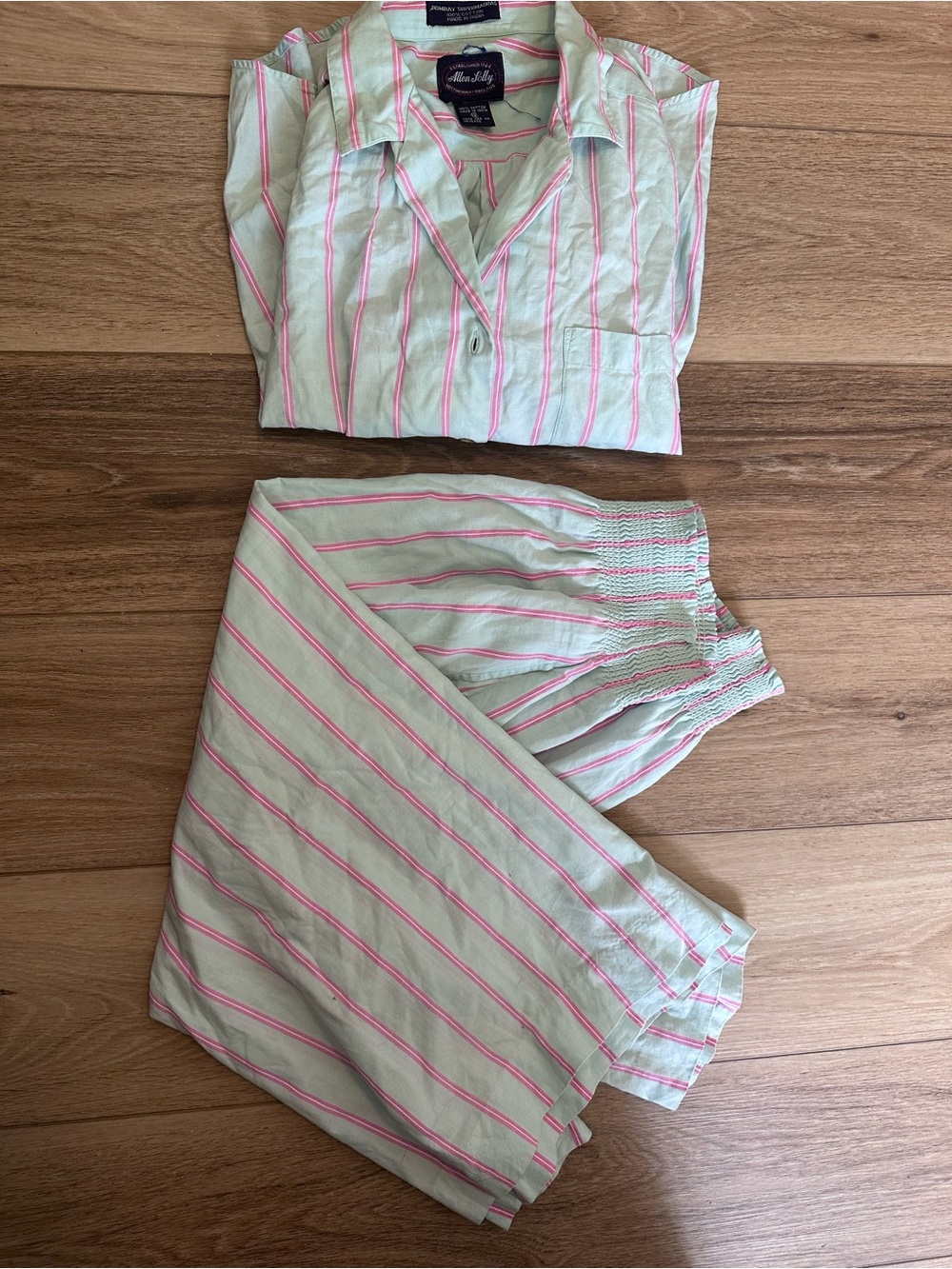 Vintage Allen Solly 2-Piece Cotton Matching skirt set pink and mint